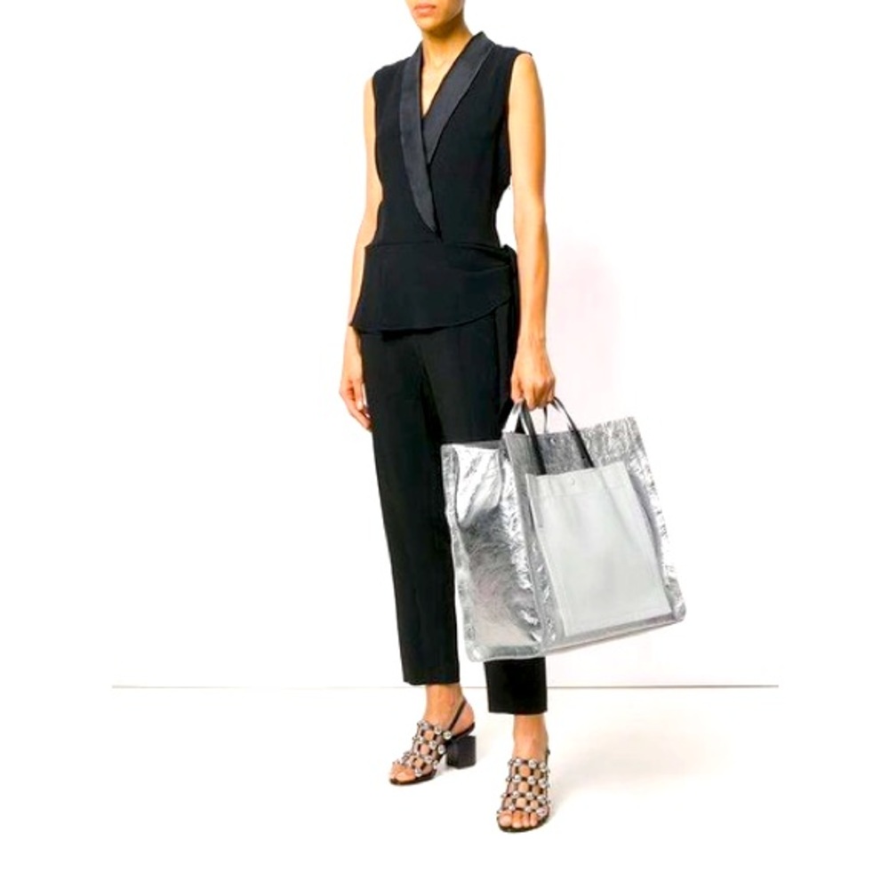 3.1 Phillip LIM Metallic Leather Accordion Tote - Picture 4 of 14